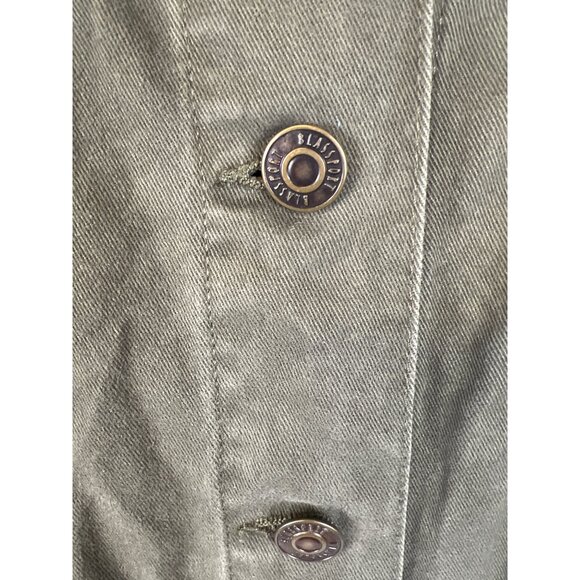 Vintage Blasport Olive Green Denim Jacket Womens Medium 100% Cotton Button-Front - Picture 2 of 6